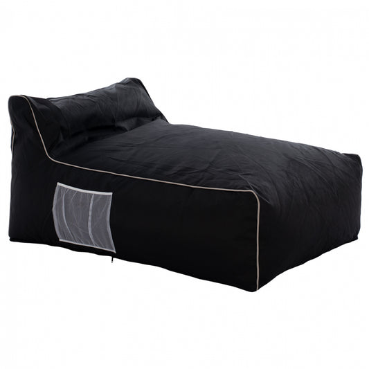 ΠΟΥΦ ZAFER HM5772.02 ΜΕ TEXTILINE ΜΑΥΡΟ ΚΑΙ ΛΕΥΚΟ ΡΕΛΙ 88x128x40-60Υ εκ. image 1