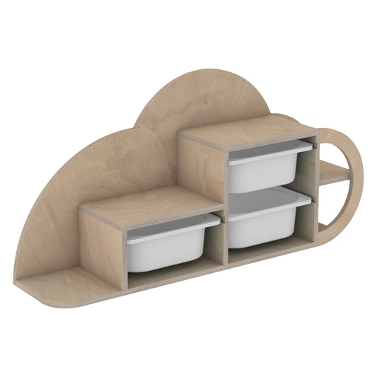 WALL SHELF COBB HM18227.03 BIRCH WOOD IN NATURAL-WHITE P.E. DRAWERS 98x22,5x48,5Hcm. image 1