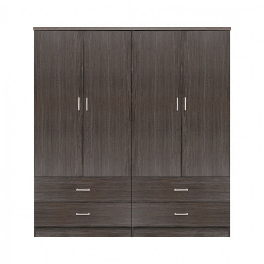 Set 2 pieces Wardrobe 4 leaf with 2 drawers Zebrano 160x42x181 HM11349.01 image 1