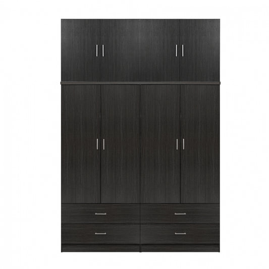 Set 2 pieces Wardrobe 4 leaf with loft Zebrano 160x42x241 HM11352.01 image 1
