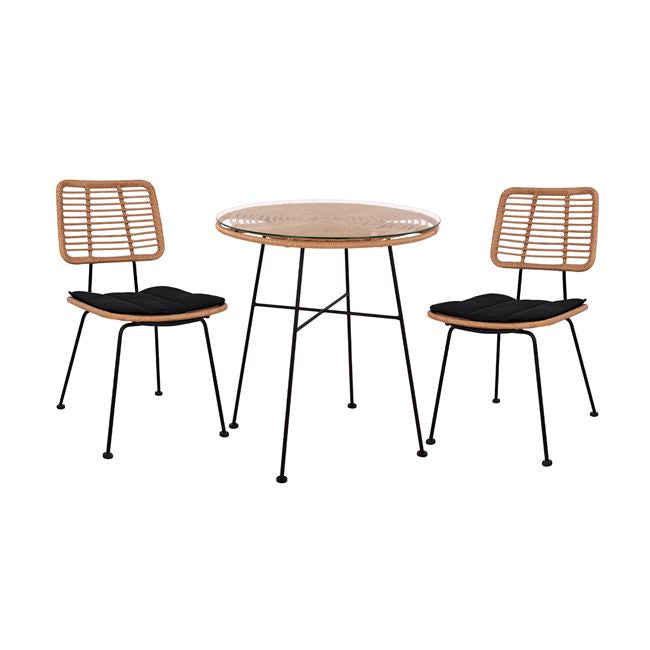 Set 3 pieces Allegra Wicker '70x74cm Beige & Black HM10478 image 1