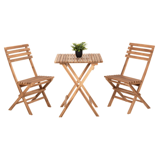 DINING SET OUTDOOR 3PCS KENDYR HM9907 SOLID TEAK WOOD-NATURAL 46x50x88,5H image 1