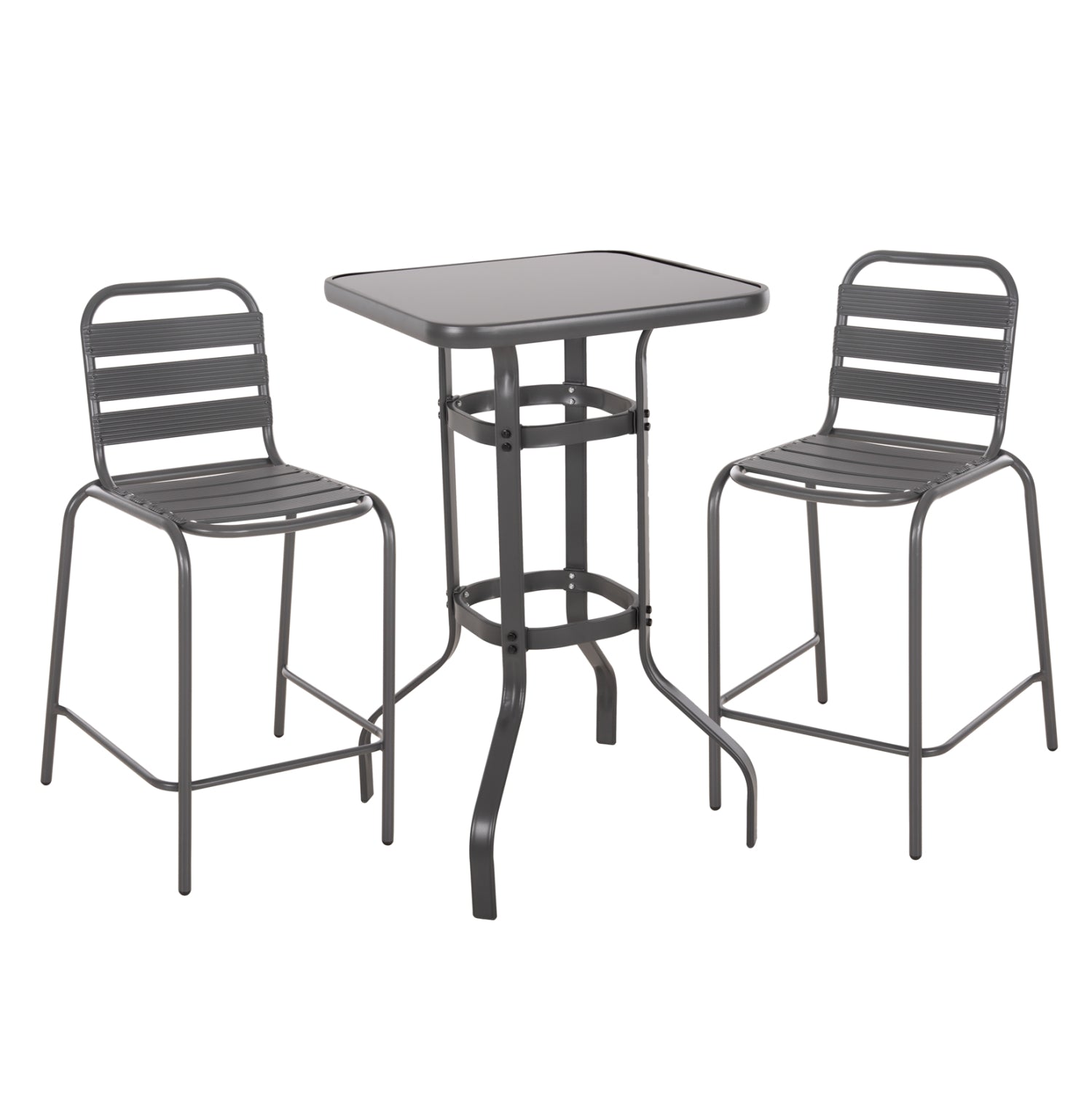 OUTDOOR LOUNGE SET 3PCS LAURA HM21054.01 GREY METAL & ALUMINUM image 1