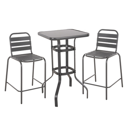 OUTDOOR LOUNGE SET 3PCS LAURA HM21054.01 GREY METAL & ALUMINUM image 1