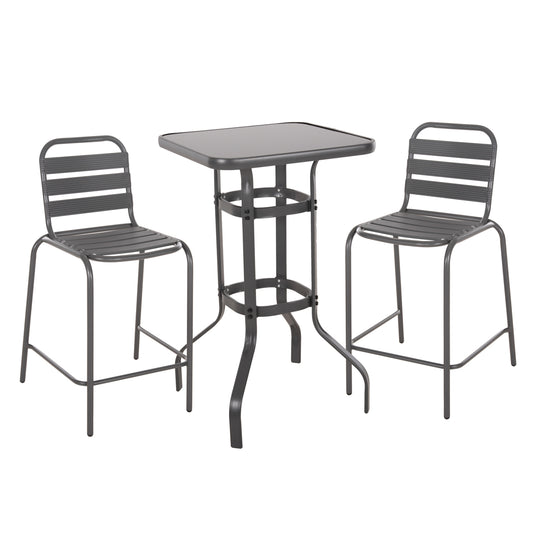 OUTDOOR LOUNGE SET 3PCS LAURA HM21054.01 GREY METAL & ALUMINUM image 1