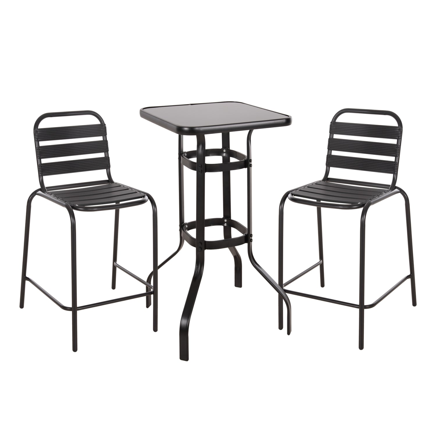 OUTDOOR LOUNGE SET 3PCS LAURA HM21054.03 BLACK METAL & ALUMINUM image 1