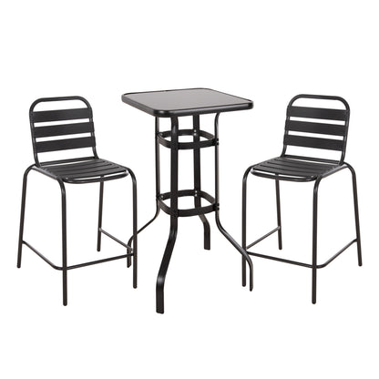 OUTDOOR LOUNGE SET 3PCS LAURA HM21054.03 BLACK METAL & ALUMINUM image 1