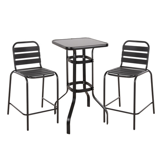 OUTDOOR LOUNGE SET 3PCS LAURA HM21054.03 BLACK METAL & ALUMINUM image 1
