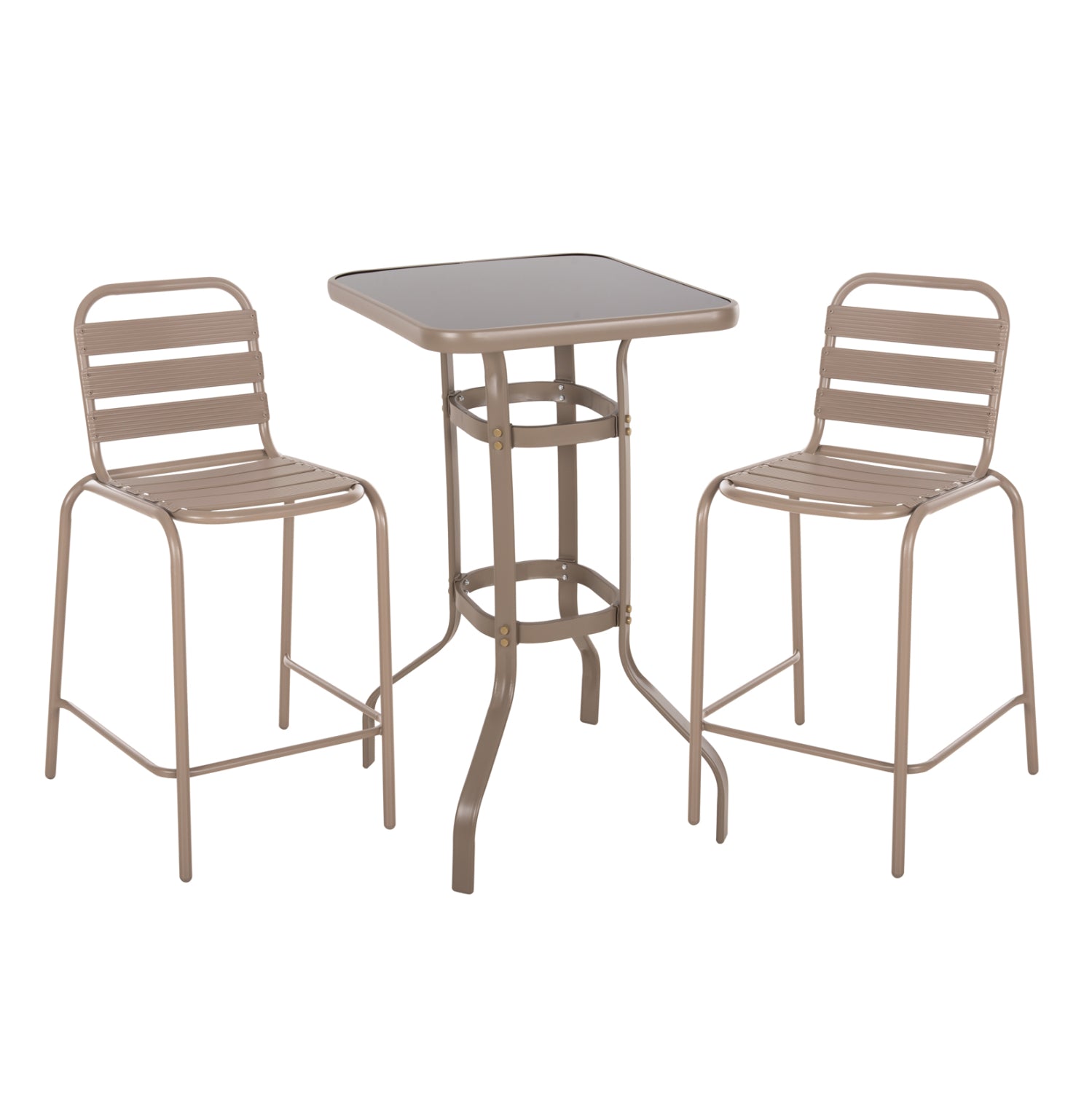 OUTDOOR LOUNGE SET 3PCS LAURA HM21054.04 CHAMPAGNE-COLORED METAL & ALUMINUM image 1