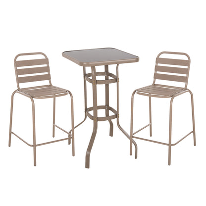 OUTDOOR LOUNGE SET 3PCS LAURA HM21054.04 CHAMPAGNE-COLORED METAL & ALUMINUM image 1
