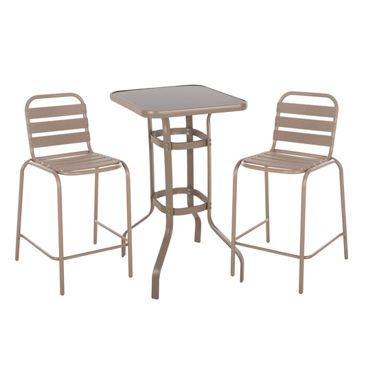OUTDOOR LOUNGE SET 3PCS LAURA HM21054.04 CHAMPAGNE-COLORED METAL & ALUMINUM image 1