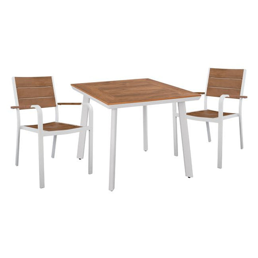 Set 3 Pieces with Table 80x80x73 & Armchairs Aluminum in White Color HM10537.01 image 1