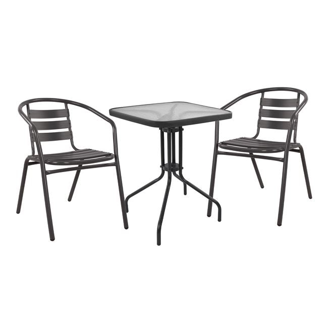 Set 3 pieces with Table Figo 60x60x72 & Armchairs Laura Grey Color HM10468 image 1
