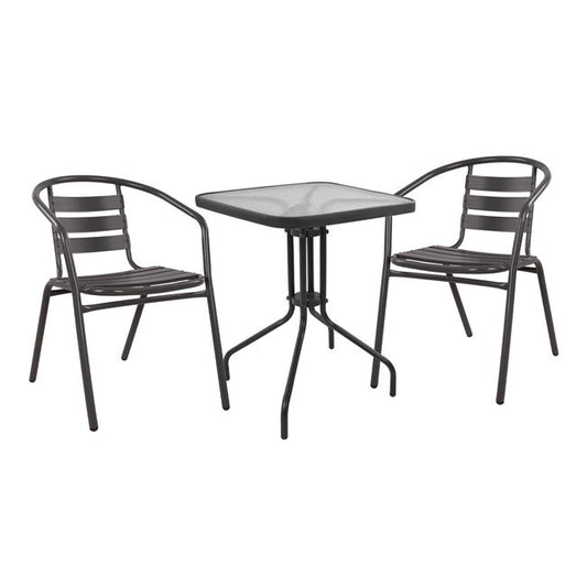 Set 3 pieces with Table Figo 60x60x72 & Armchairs Laura Grey Color HM10468 image 1