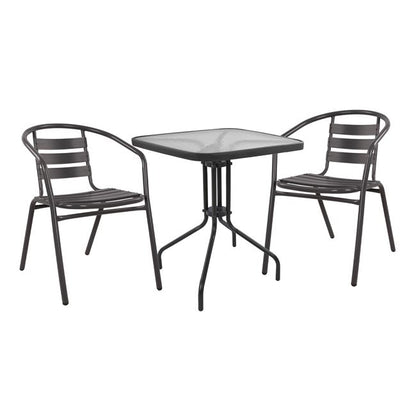 Set 3 pieces With Table Figo 70x70x72 & Armchairs Laura Grey Color HM10469 image 1