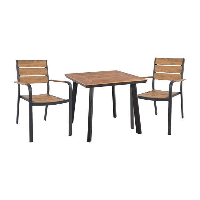 Set 3 pieces Table & Aluminum armchairs in grey color HM10537.02 image 1