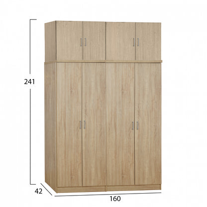 Комплект 4 части Шкаф Четирилистна С Лофт Сонома 160x42x241