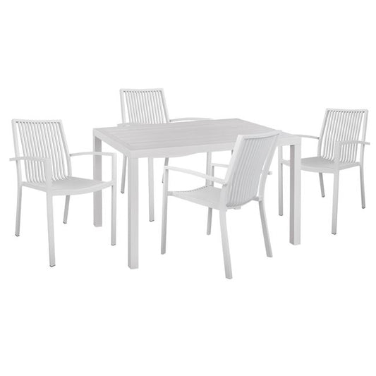 Set 5 pieces with Table 120x80x75.5 White HM10521 image 1
