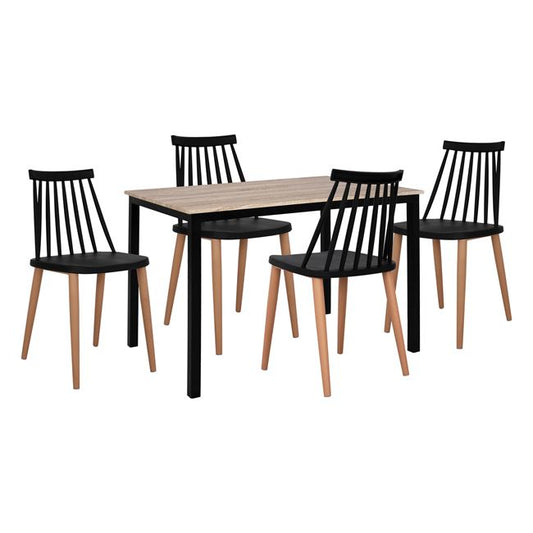 Set 5 pieces Table sonama with black legs & Vanessa black chairs HM11002.02 110x70x76 cm image 1
