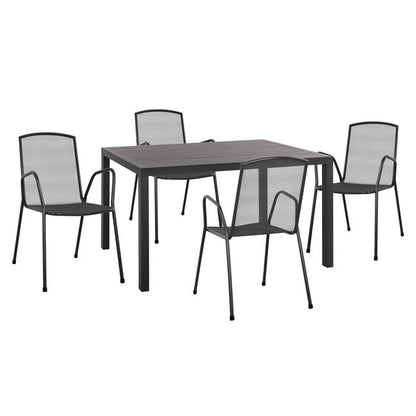 Set 5 pieces with Table 140x80x75.5 aluminum & Metallic chairs Grey color HM10533 image 1