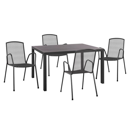 Set 5 pieces with Table 140x80x75.5 aluminum & Metallic chairs Grey color HM10533 image 1