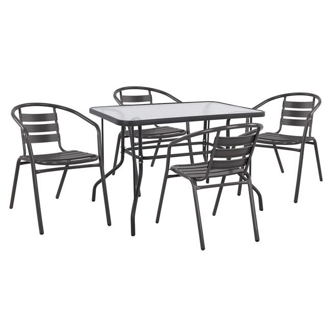 Set 5 pieces with Table Adam 110x60x71cm & Armchairs Laura Gey color HM10472 image 1