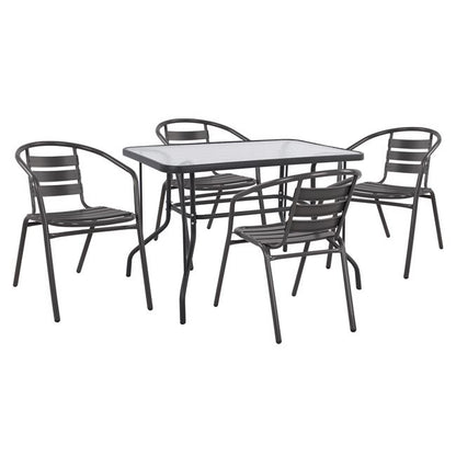 Set 5 pieces with Table Adam 110x60x71cm & Armchairs Laura Gey color HM10472 image 1