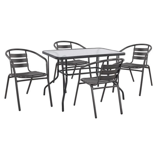Set 5 pieces with Table Adam 110x60x71cm & Armchairs Laura Gey color HM10472 image 1