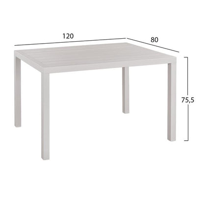 Set 5 pieces with Table aluminum 120x80x75.5 & Metallic Armchairs HM10526 White