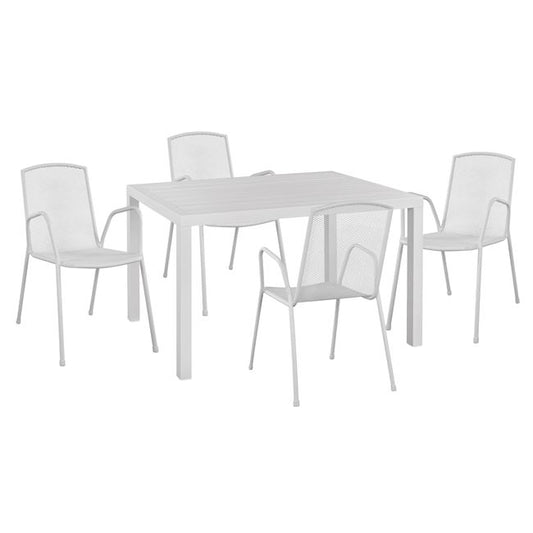 Set 5 pieces with Table aluminum 120x80x75.5 & Metallic Armchairs HM10526 White image 1