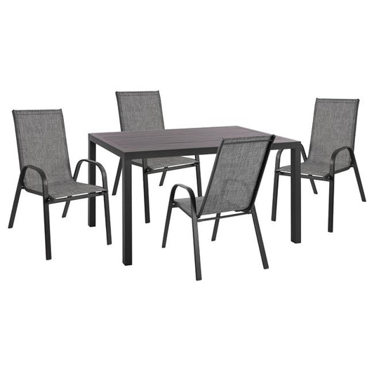 DINING SET 5PCS HM10531-ALUMINUM TABLE 140Χ80Χ75.5H & 4 CHAIRS METALLIC IN GREY image 1