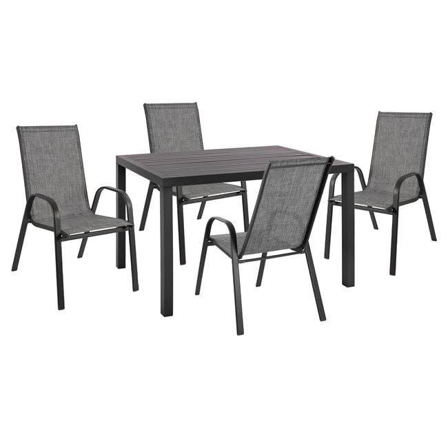 DINING SET 5PCS HM10525-ALUMINUM TABLE IN DARK GREY 120Χ80Χ75.5H & 4 CHAIRS IN GREY image 1