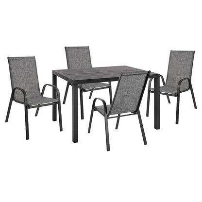 DINING SET 5PCS HM10525-ALUMINUM TABLE IN DARK GREY 120Χ80Χ75.5H & 4 CHAIRS IN GREY image 1