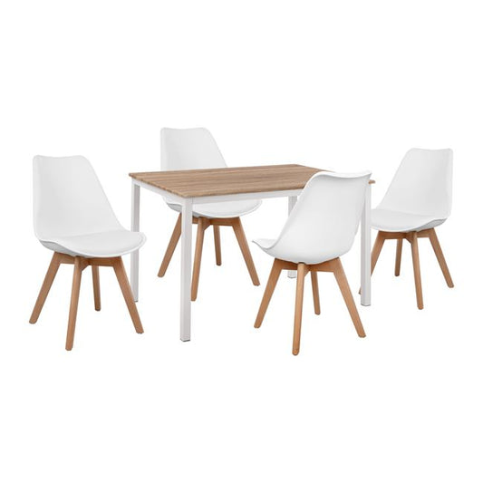 Set 5 pieces Table 110x70x76 Sonama and chairs Vegas White seat HM11015 image 1