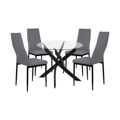 Set 5 pieces Table black & chairs lady grey metallic legs HM11071 42,5x53x95 cm image 1