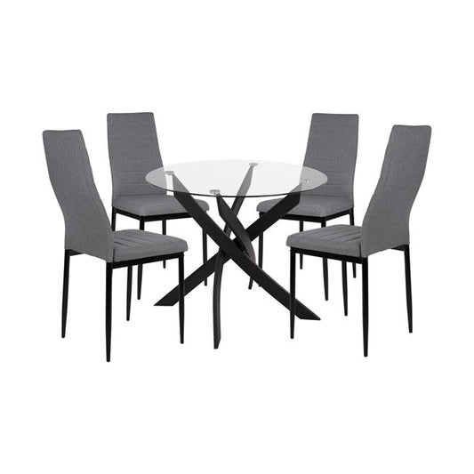 Set 5 pieces Table black & chairs lady grey metallic legs HM11071 42,5x53x95 cm image 1