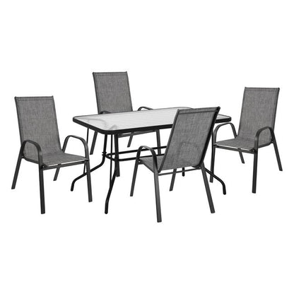 OUTDOOR DINING SET 5PCS HM10565.01 TABLE 120X70X71H & 4 ARMCHAIRS-GREY METAL image 1