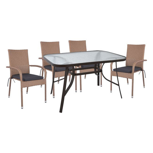 Set Dining Table 5pieces Bravo & 4 Armchairs metallic Brown HM5207 image 1