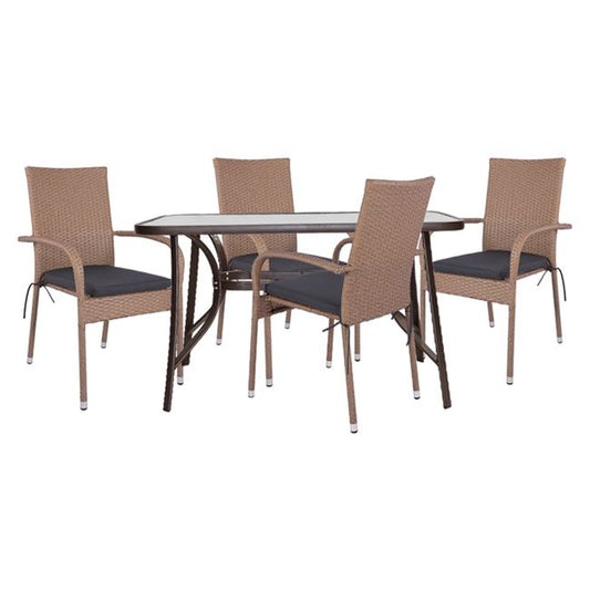 Set 5pieces Table Metallic with chairs Wicker HM10381 image 1