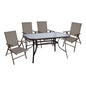 Set 5 pieces Metallic Table & Folding chairs Brown HM10558.02 image 1