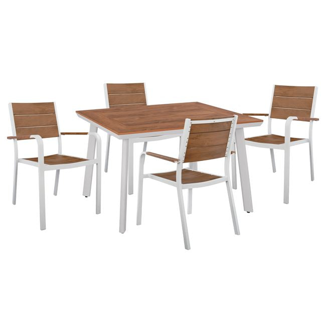 Set 5 pieces Table & Armchairs Aluminum Polywood White Color HM10459 image 1