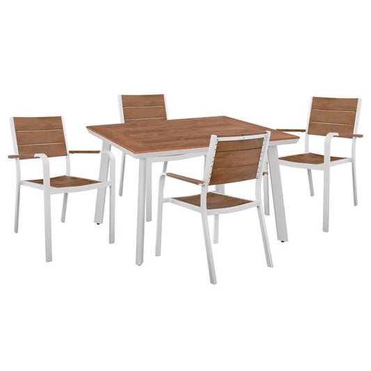 Set 5 pieces Table & Armchairs Aluminum Polywood White Color HM10459 image 1