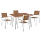 Set 5 pieces Table & Armchairs Aluminum Polywood White Color HM10459 image 1