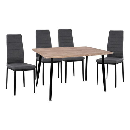Set 5 pieces Table Sonama & metallic chairs Lady Grey Fabric black HM11027.10 120x70x76.5 cm image 1