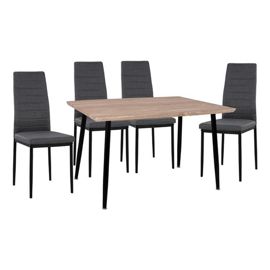 Set 5 pieces Table Sonama & metallic chairs Lady Grey Fabric black HM11027.10 120x70x76.5 cm image 1