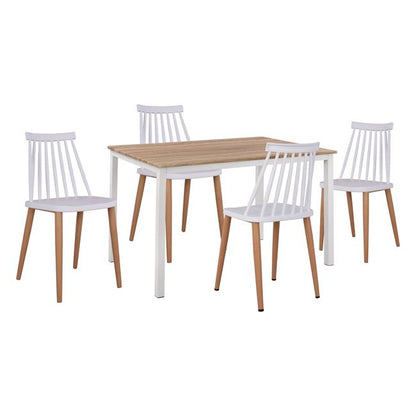 Set 5 pieces Table Sonama & chairs Vansess White Color Metallic chair HM11002.01 110x70x76 cm image 1