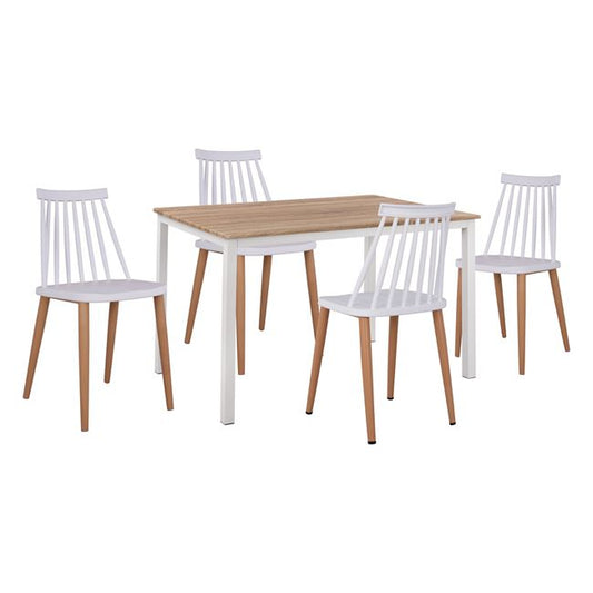 Set 5 pieces Table Sonama & chairs Vansess White Color Metallic chair HM11002.01 110x70x76 cm image 1