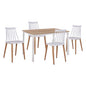 Set 5 pieces Table Sonama & chairs Vansess White Color Metallic chair HM11002.01 110x70x76 cm image 1