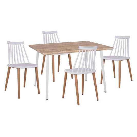 Set 5 pieces Table Sonama & Chairs Vanessa White color with metallic legs HM11024.01 120x70x76.5 cm image 1