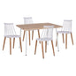 Set 5 pieces Table Sonama & Chairs Vanessa White color with metallic legs HM11024.01 120x70x76.5 cm image 1